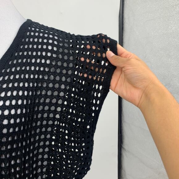 Hount Dress Womens S Small Black Open Stitch Crochet Knit Cover Up See Through - Picture 5 of 11